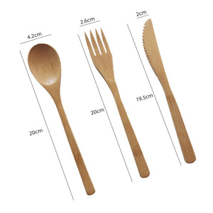 Bamboo Cutlery Set with FREE pouch