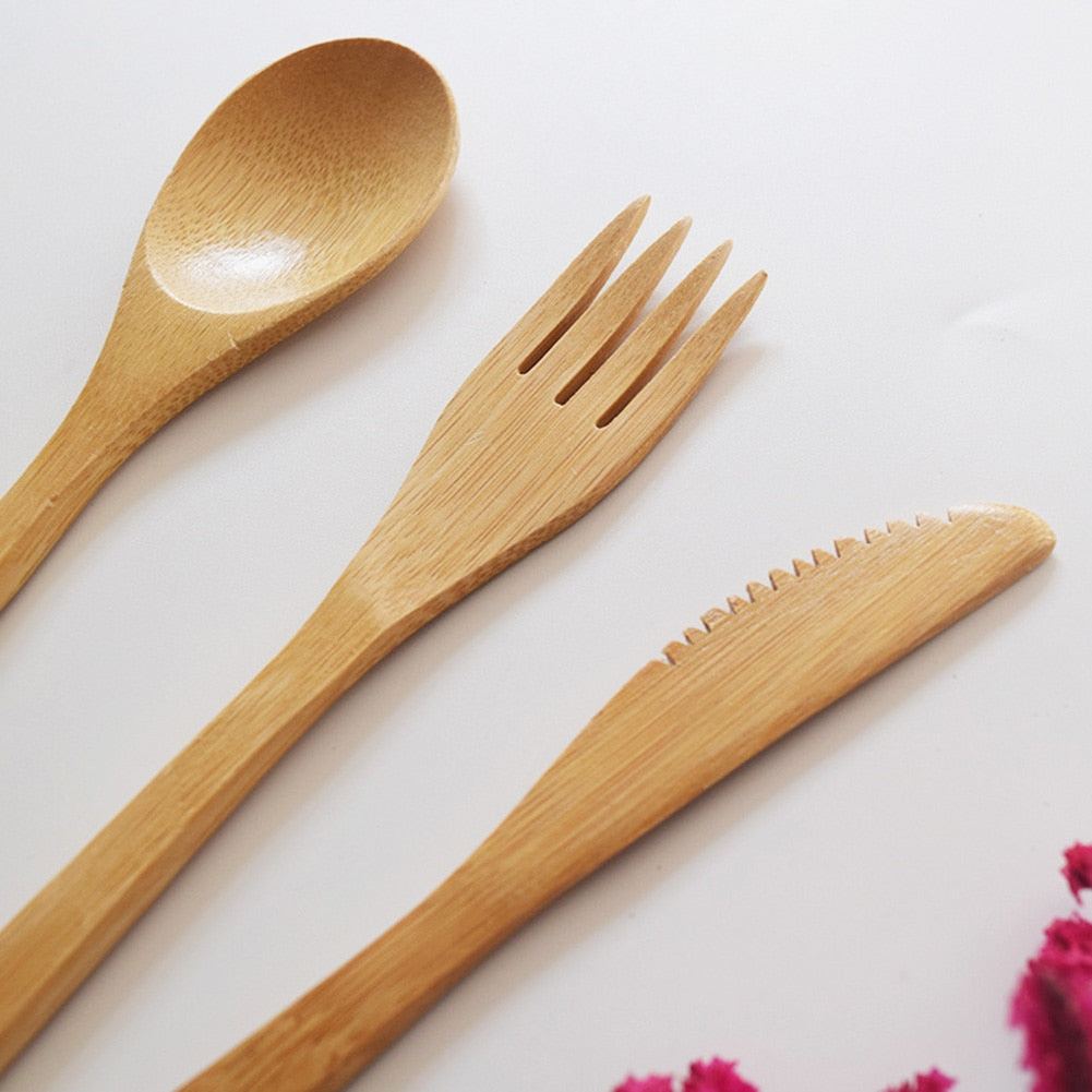 Bamboo Cutlery Set with FREE pouch