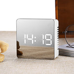 Sleek Portable Alarm Clock, Makeup Mirror and Thermometer